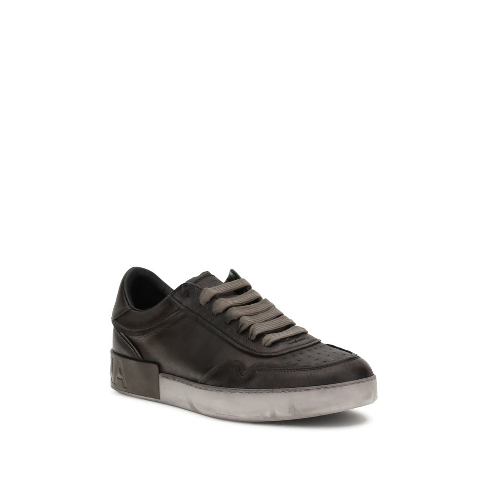 Dolce & Gabbana Brown Calf Leather Bos Taurus Low Top Sneakers