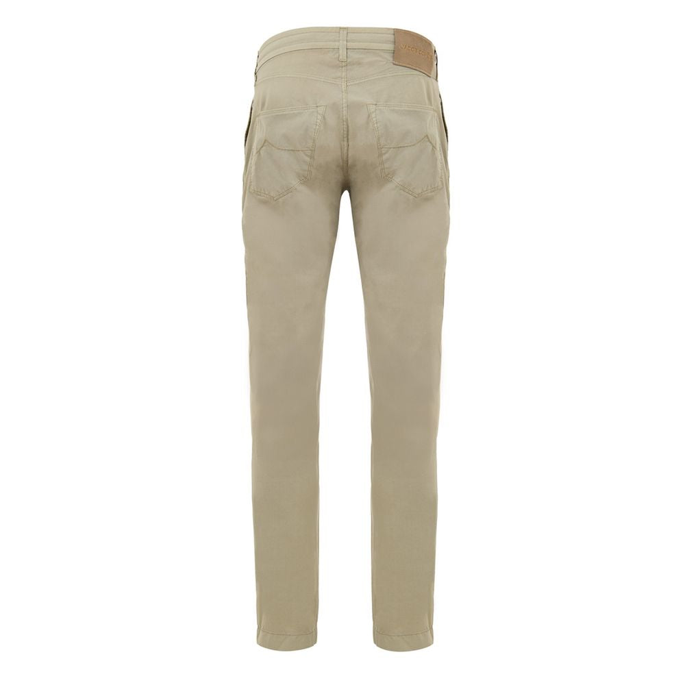 Beige Cotton Casual Pants