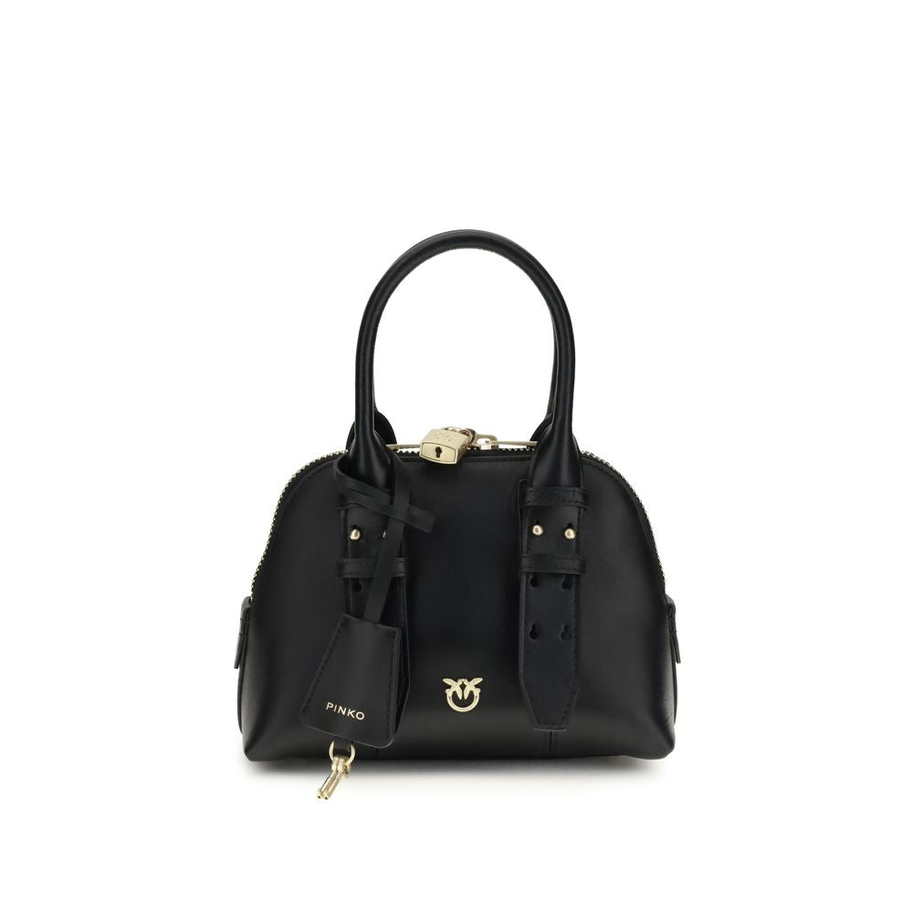 PINKO Black Calf Leather Bos Taurus Handbag