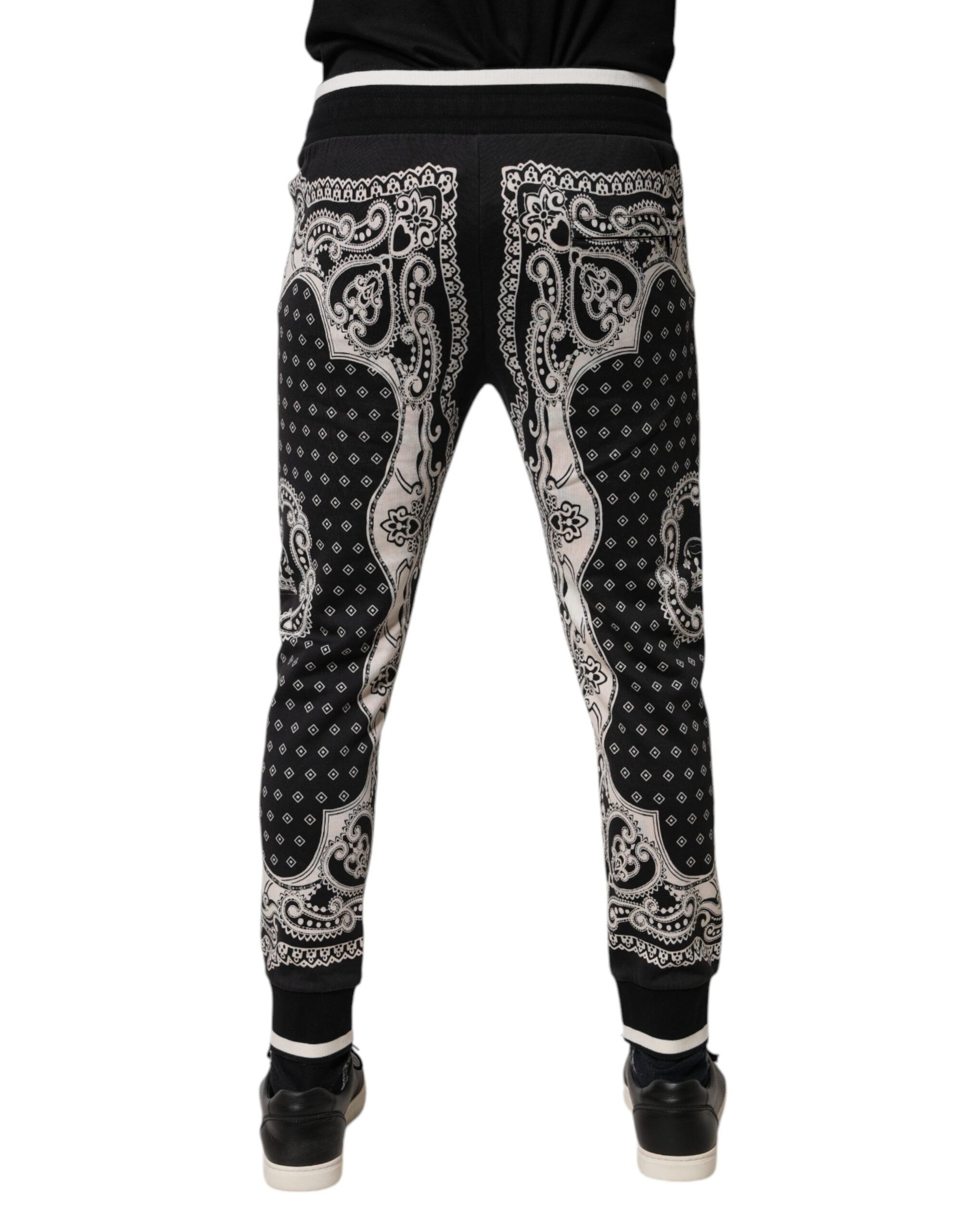 Black Cotton Bandana Jogger Sweatpants Pants