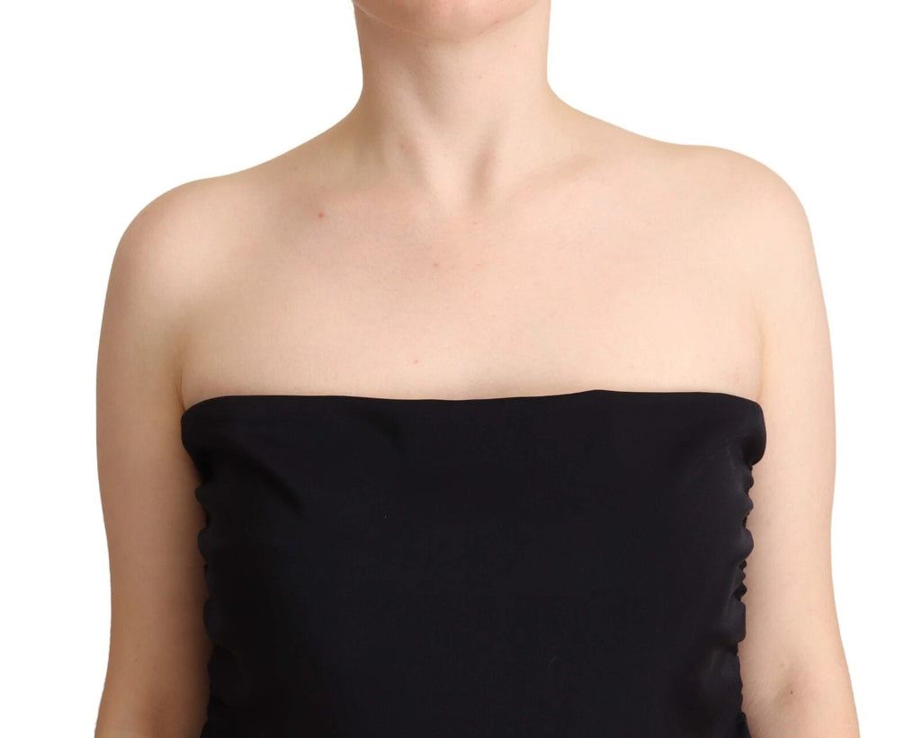 Black Lyocell Strapless Straight Trouser Jumpsuit