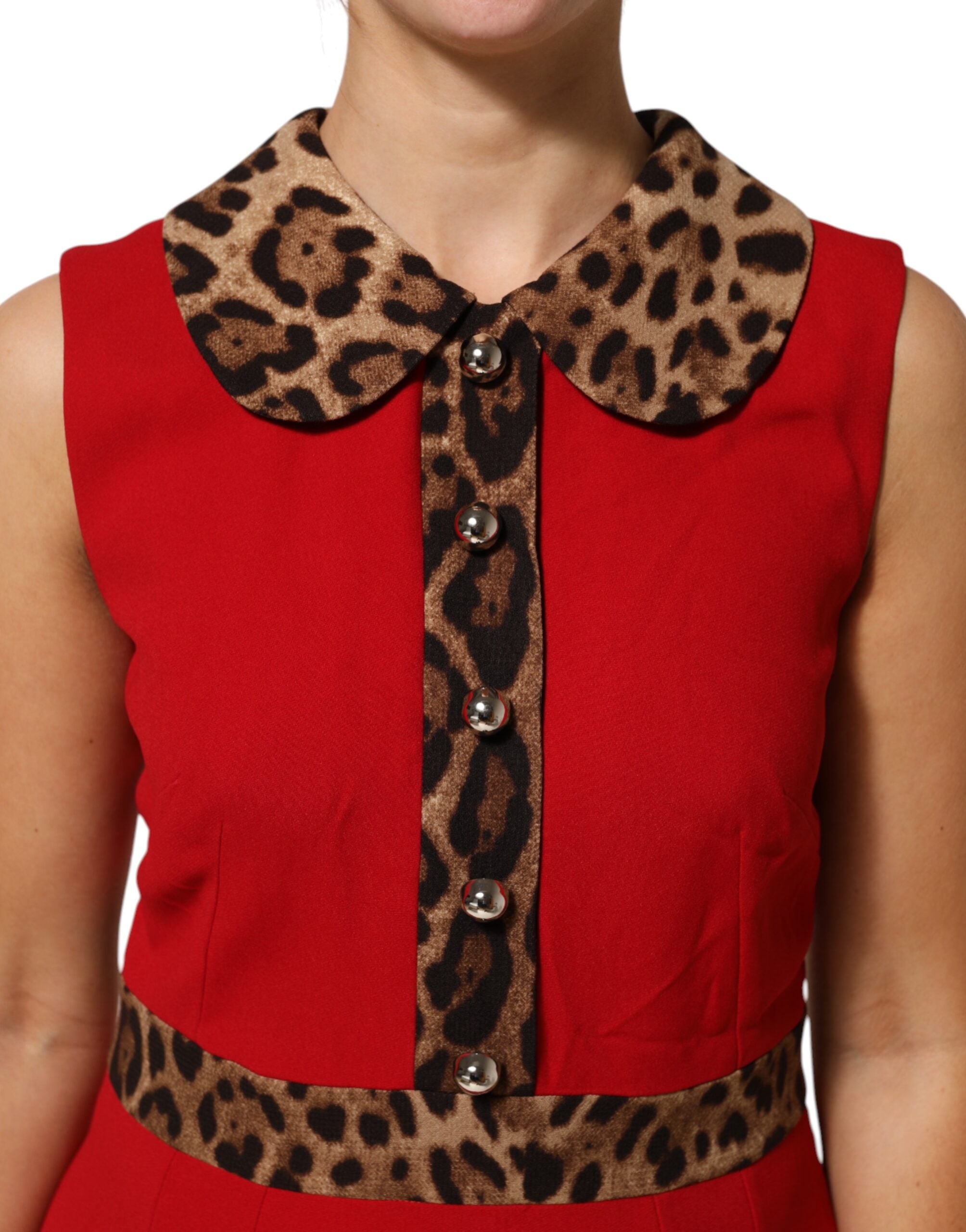 Red Leopard Viscose Sheath A-line Dress