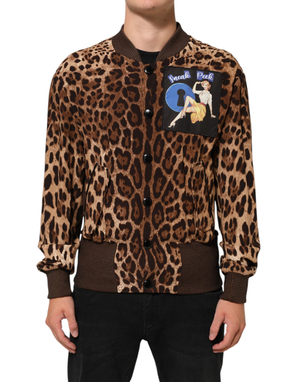 Brown Leopard Print "Sneak Peek" Patch Jacket