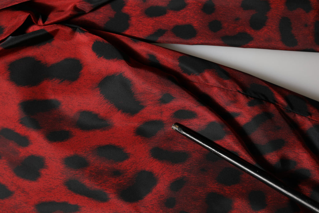 Red Leopard Print Full Zip Bomber Jacket