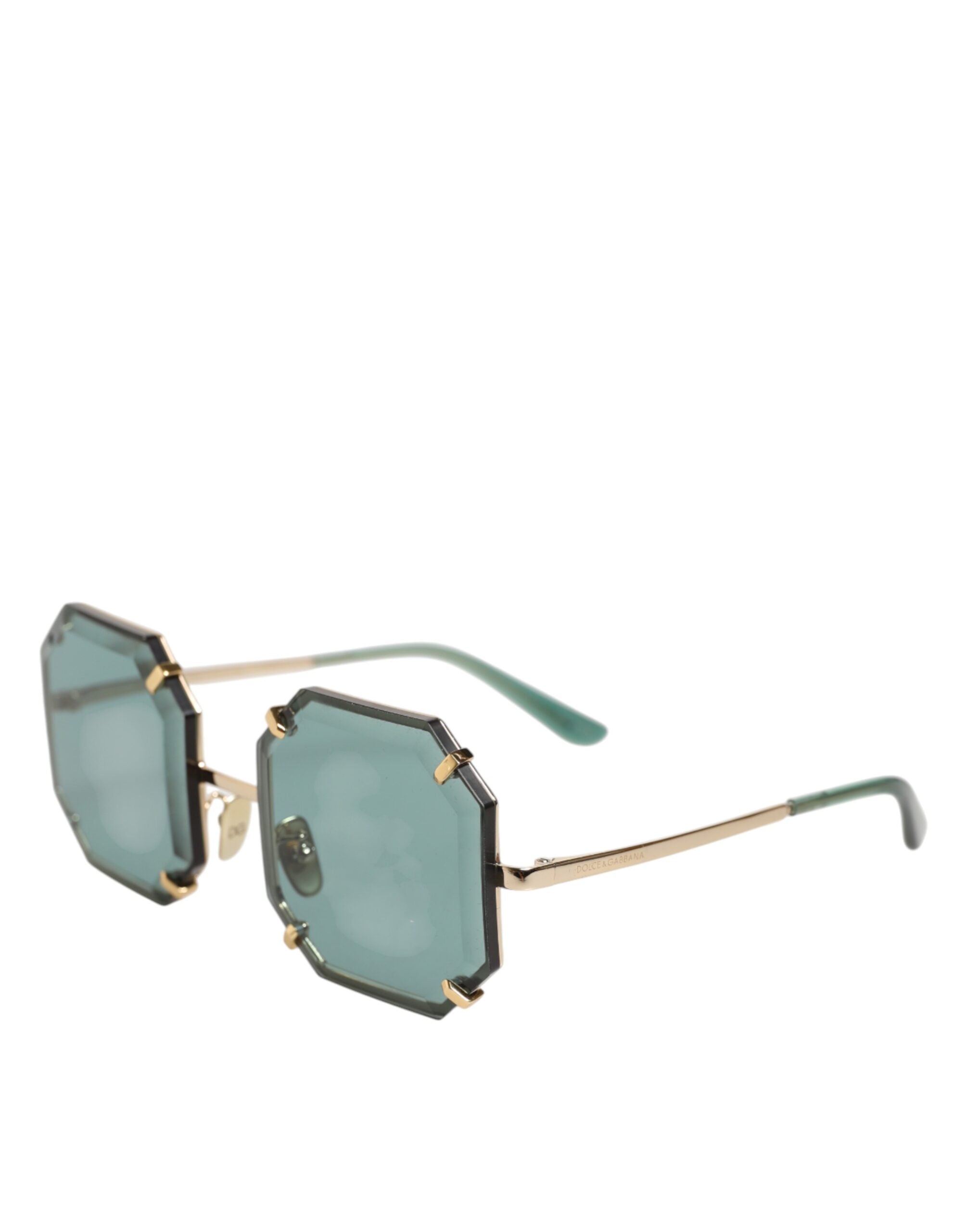 DG2216 Gold Square Frame Green Lens Shades Sunglasses
