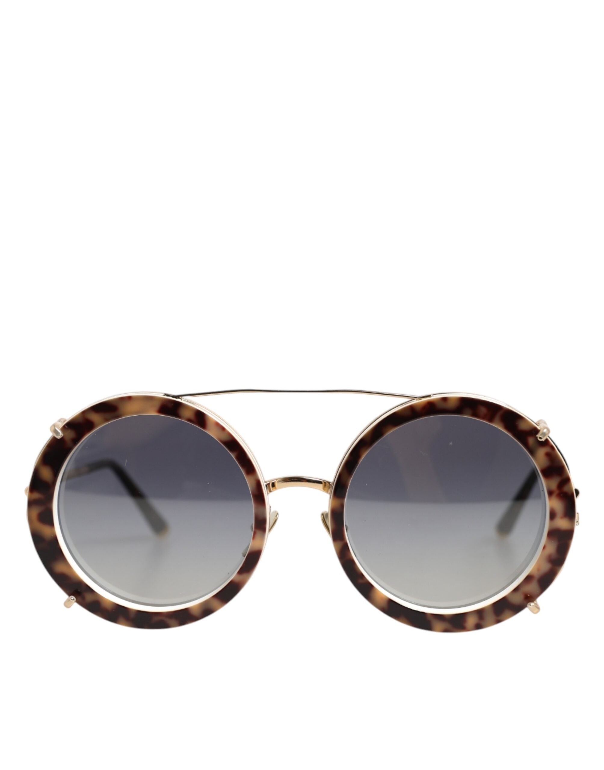 DG2198 Brown Leopard Print Gradient Round Sunglasses