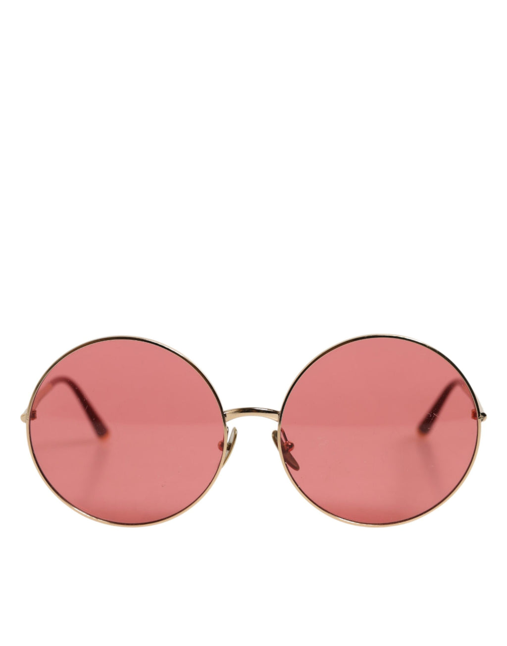 Pink Gold Metal Round Shades Eyewear Sunglasses
