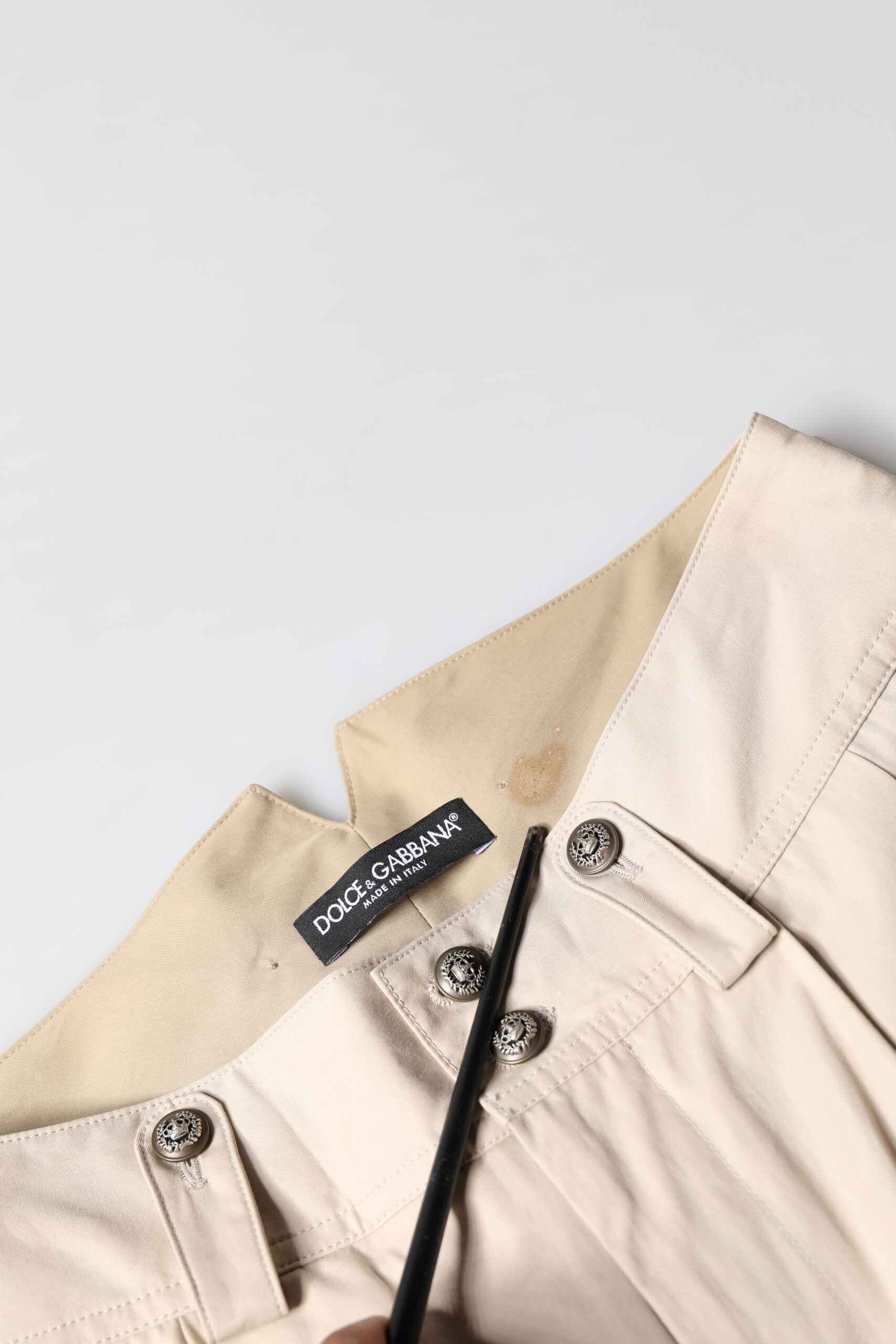 Beige Cotton Tapered Cargo Men Trouser Pants