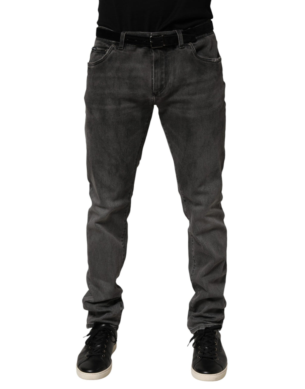 Dark Gray Cotton Skinny Men Denim Jeans