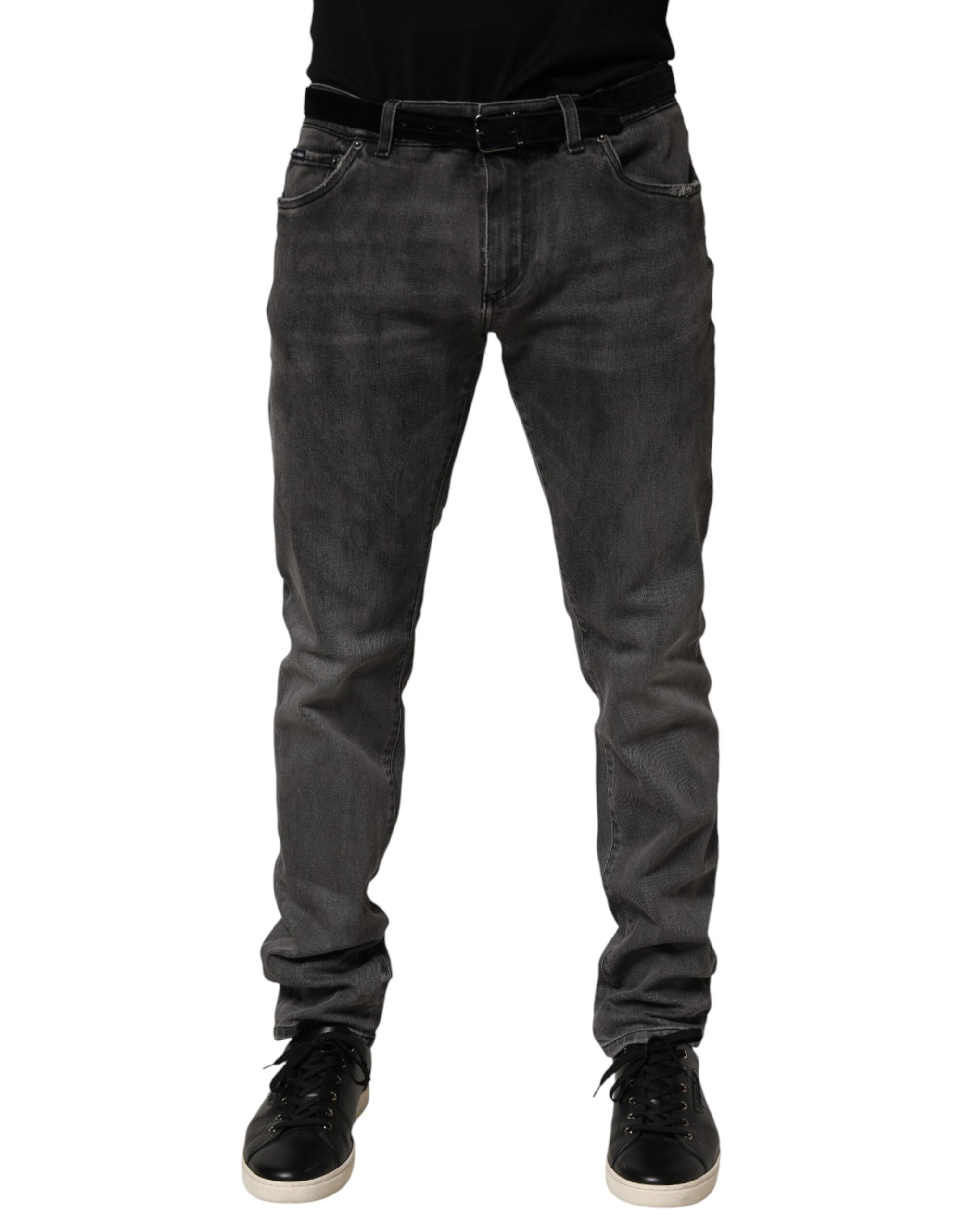 Dark Gray Cotton Skinny Men Denim Jeans