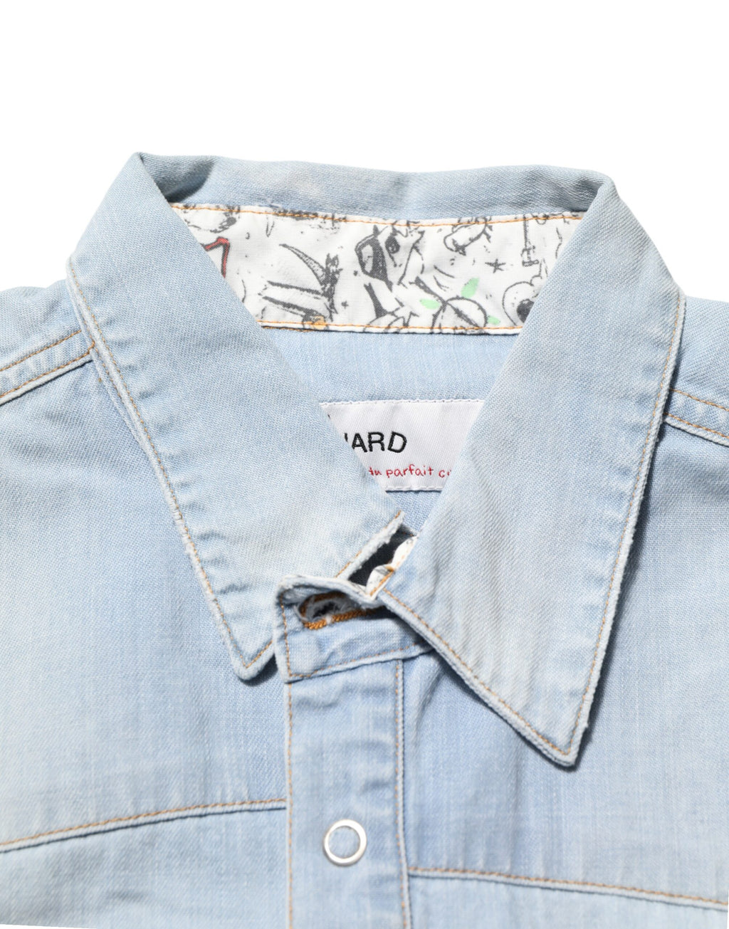 Blue Denim Collared Long Sleeve Men Shirt