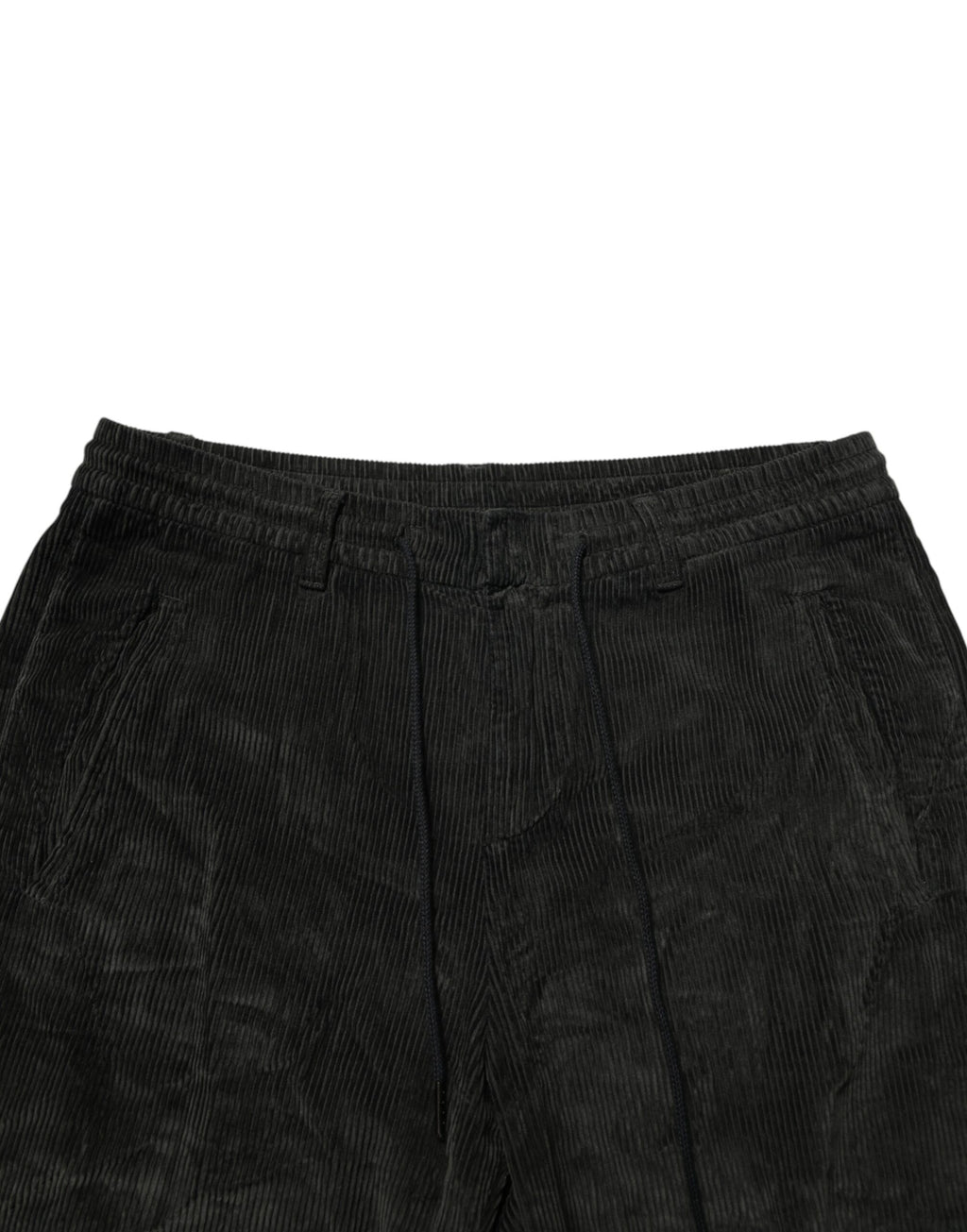 Black Mid Waist Cropped Corduroy Men Trouser Pants