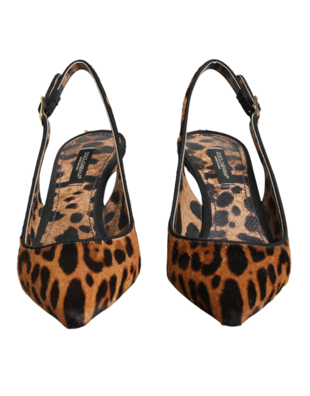 Brown Leopard Calfskin Fur Slingbacks Shoes