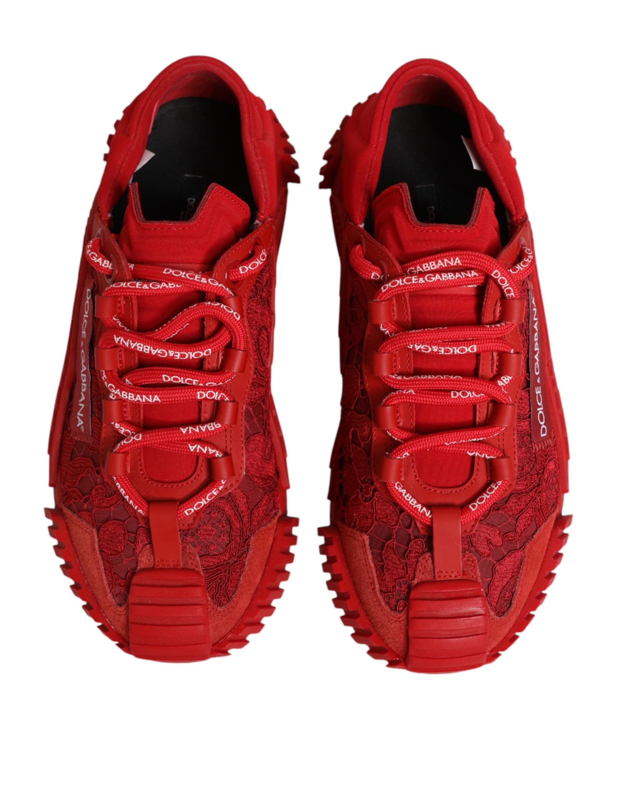 Dolce & Gabbana Red Logo Lace Low Top NS1 Sneakers Shoes