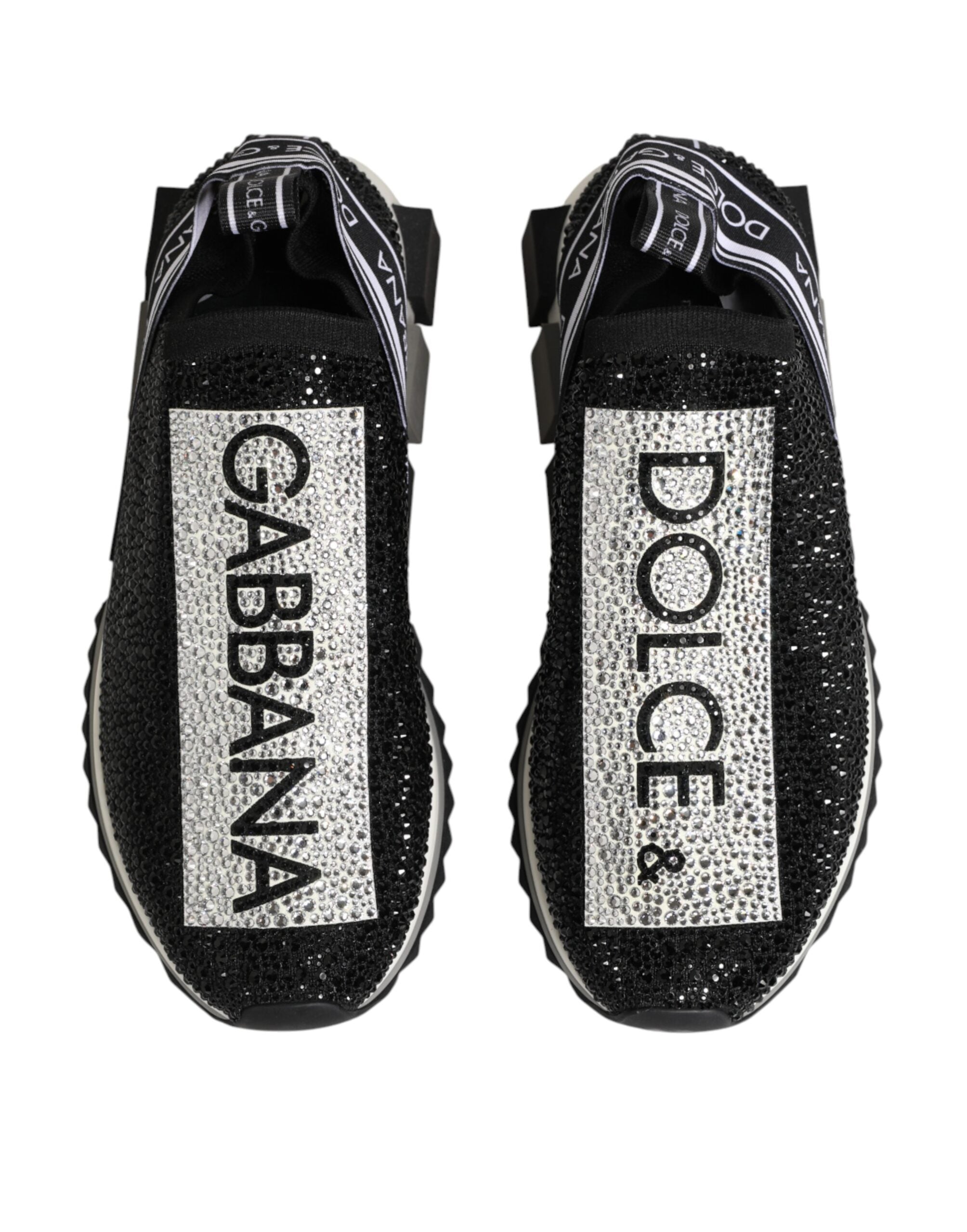 Dolce & Gabbana Black Silver Slip On Sorrento Sneakers Shoes