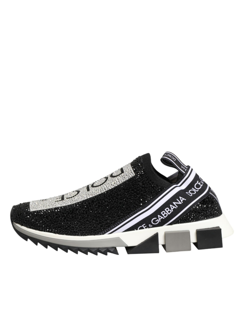 Dolce & Gabbana Black Silver Slip On Sorrento Sneakers Shoes