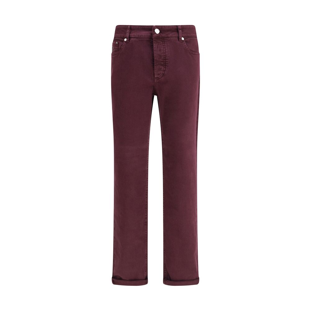 Brunello Cucinelli Purple Cotton Slim Fit Jeans