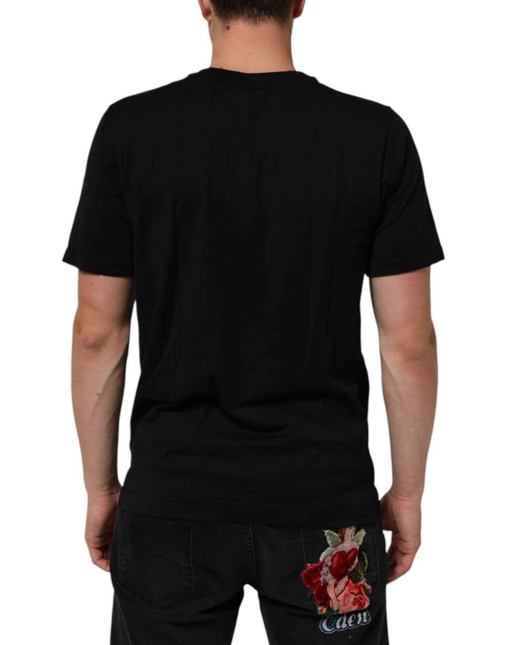 Black DG Royals Cotton Crew Neck Men T-shirt